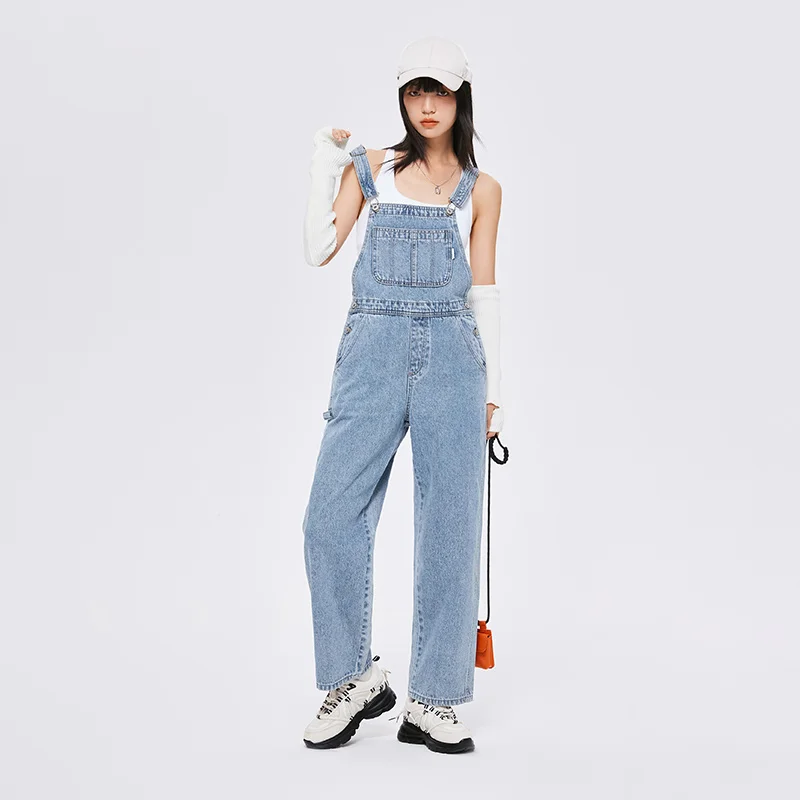 

Semir Jeans Women Old Overalls Cover The Flesh 2022 Autumn New Woman Cotton Demin Wide-Leg Pants All-Match