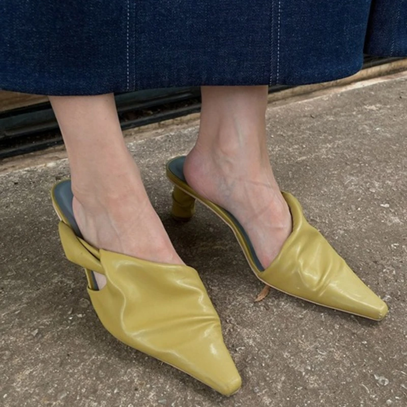 

Шлепанцы женские с острым носком, пикантные однотонные сандалии, нежные элегантные, модные мюли, летние Тапочки