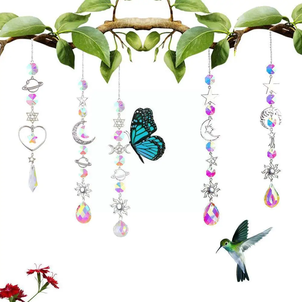 

Хрустальные колокольчики ветра Луна Ловец Солнца бриллиантовые призмы Ловец ветра Декор снов подвесная игрушка для сада дома подвеска Ra A6G5