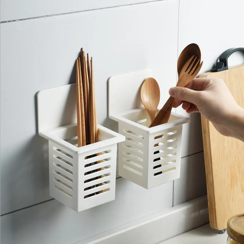 

Wall Mounted Kitchen Chopstick Basket Cutlery Knife Fork Spoon Drain Rack Storage Holder Shelf Kitchen Tool Box Japanese Style