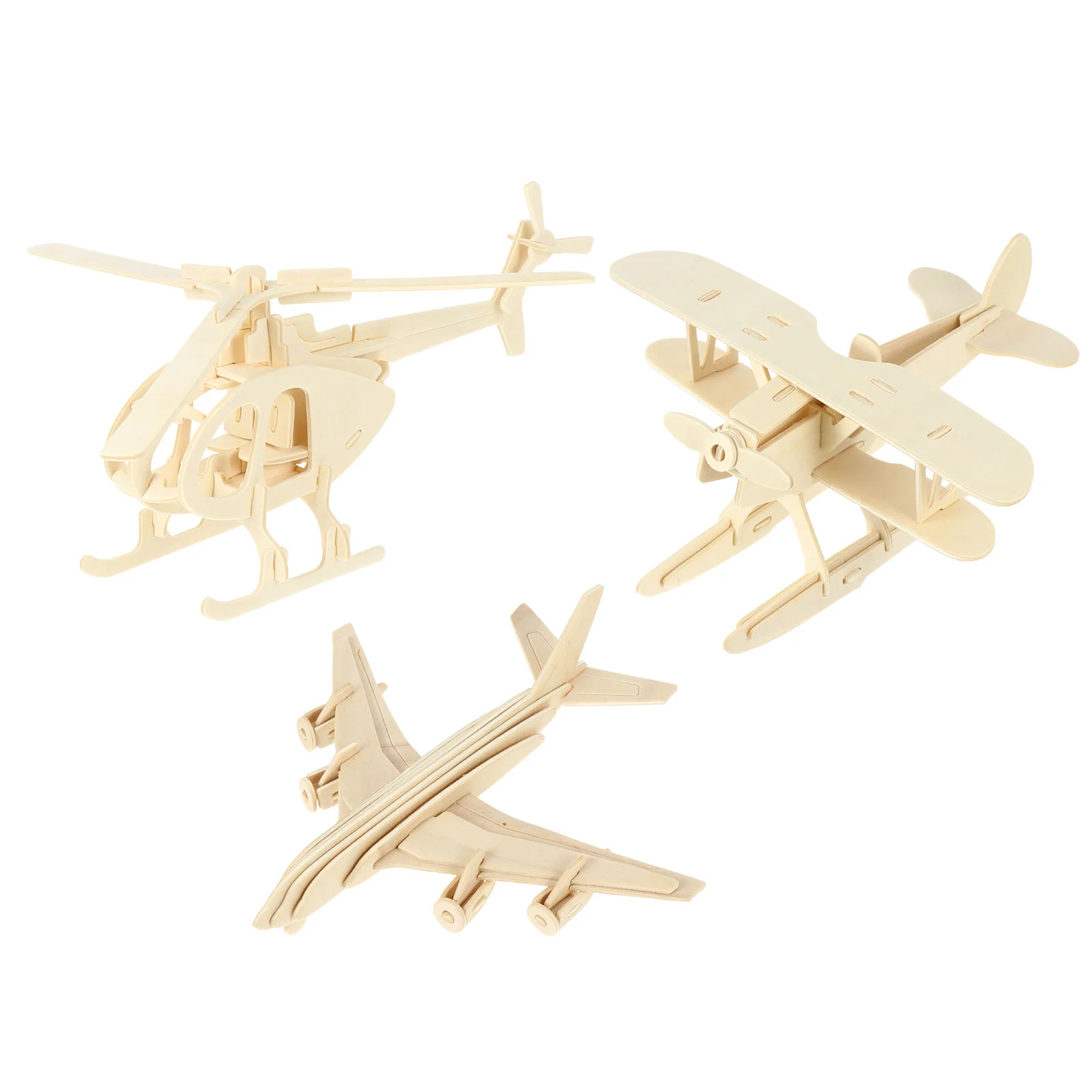 

3D Puzzle Wooden Wood Airplane Model Toys Kit Puzzles Diy Kits Construction Plane Jigsaw Models Toy Craft Children Brain Kids