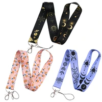 moon and sun pattern neck strap lanyards keychain badge holder id credit card pass lariat mobile phone charm accessories gifts