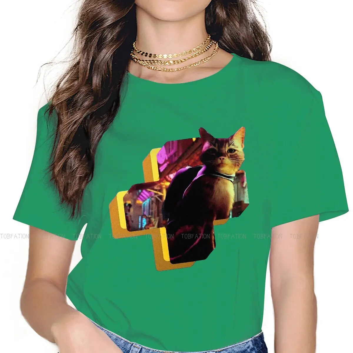 Unique TShirt for Girl Stray Steam Game Cute Cat B-12 Robot Creative 5XL  T Shirt Short Sleeve Hot Sale