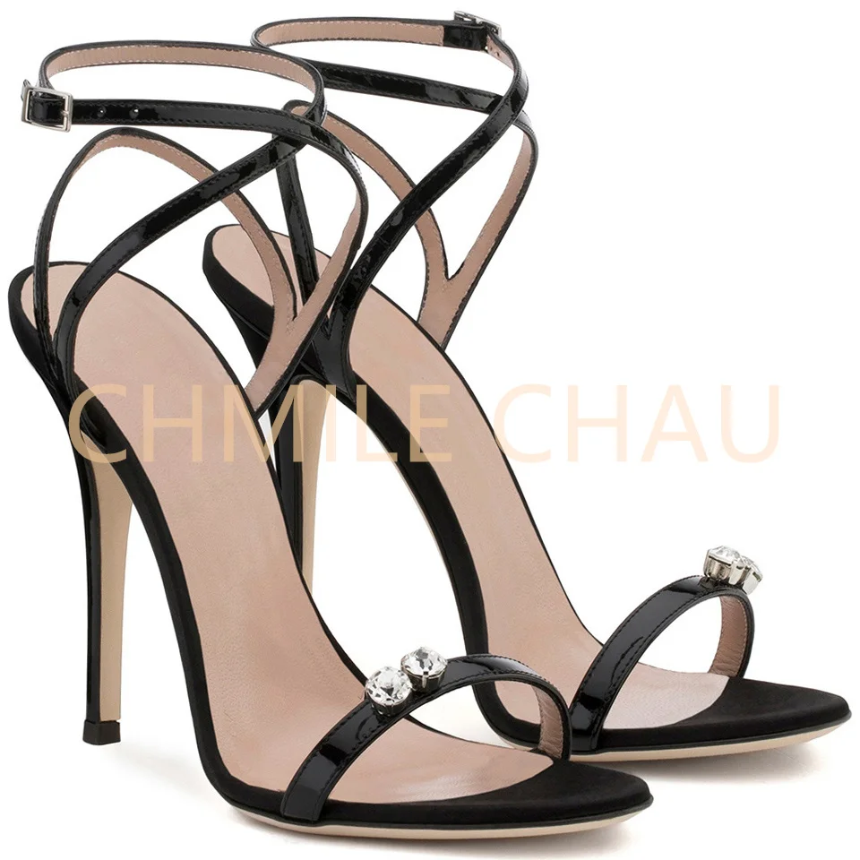 CHMILE CHAU Luxury Designer Women Sandals Stiletto High Heels Crystals Ankle Strap Fetish Prom Big Size Chaussure Femmec8-I-SL-7