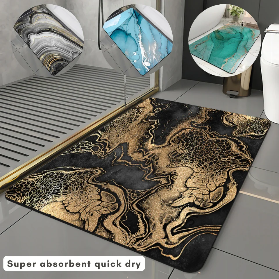 

Коврик для ванной из скандинавского мрамора Роскошный абсорбирующий диатомит Легко чистящийся нескользящий коврик для ванной Домашний де...