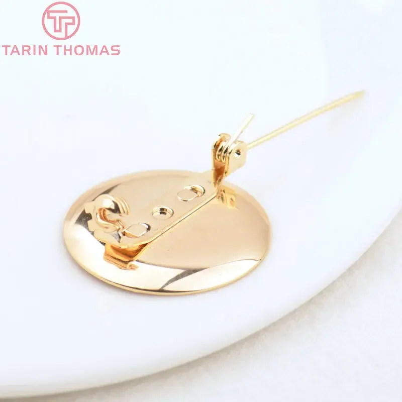 (3955) 6 шт. 25 5 мм 24-каратное позолоченное латунное основание броши с булавками