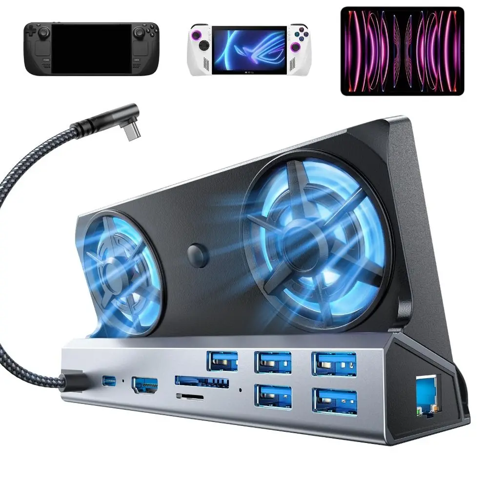 

100W PD Charging Game Console Stand Base 4K HD USB 3.0 Docking Station 10 in 1 Card Reader USB Type-C Hub for ASUS ROG Ally