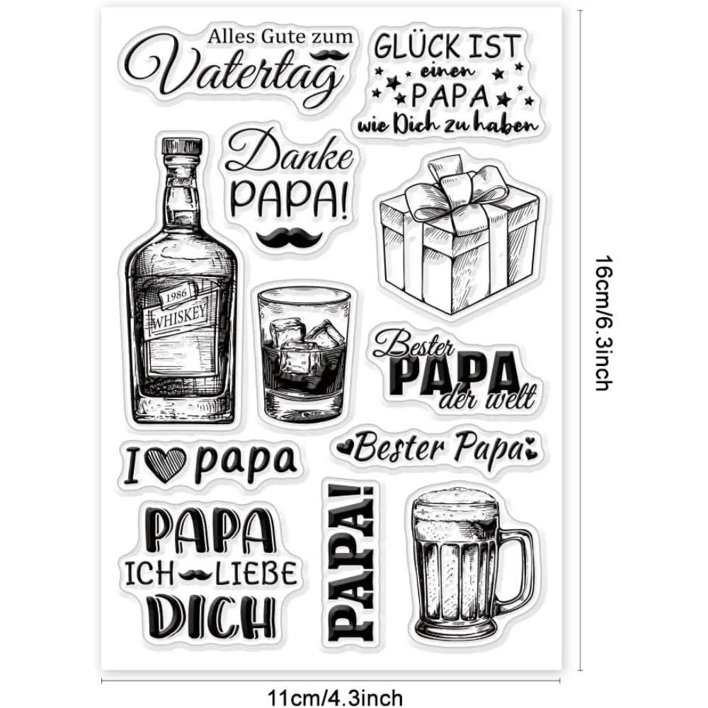 День отца немецкие высказывания прозрачные штампы для DIY скрапбукинга спасибо