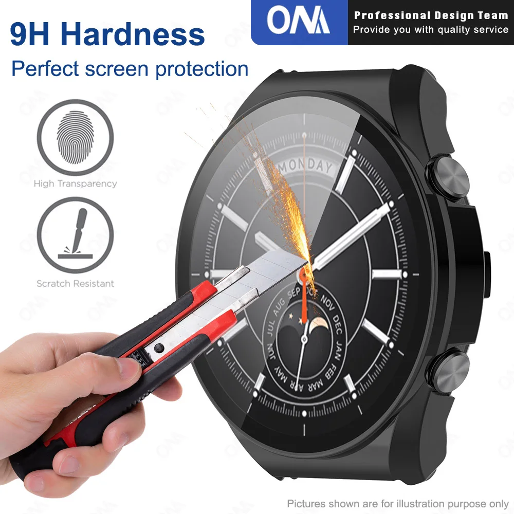 ПК жесткий защитный чехол с защитой экрана для Xiaomi Mi Watch S1 бампер полный Чехол + 9H