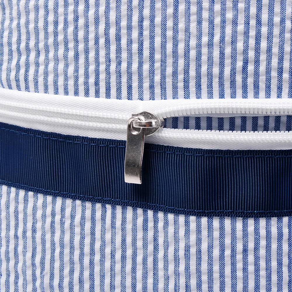 1Pc Toddler Preschool Bag Seersucker Backpacks，Navy Stripe Kids Light Weight Schoolbag Functional Children Shoulder Bag DOM187