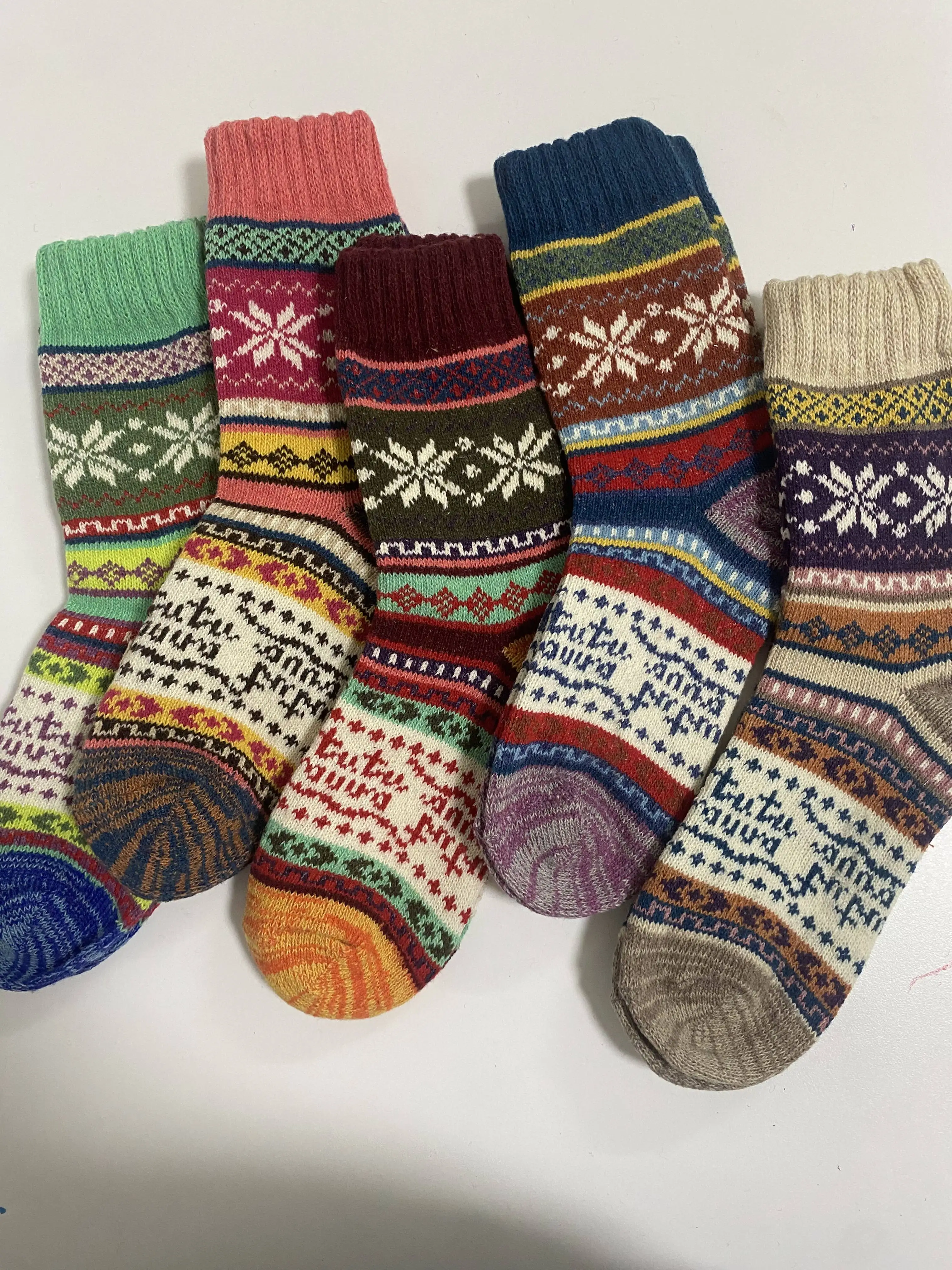 5 пар женские зимние носки из овечьей шерсти