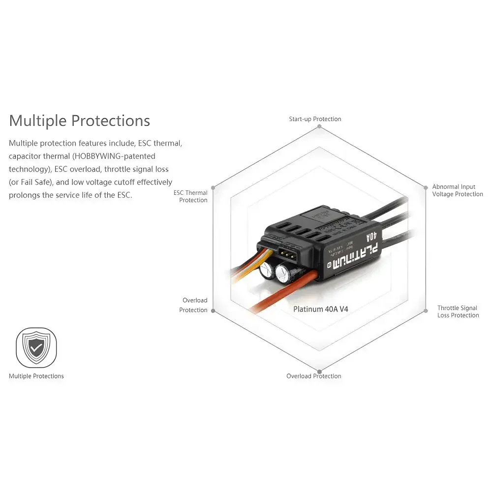 Фото РоРуС ​ Бесколлекторный регулятор скорости HOBBYWING Platinum 25A 40A 80A 120A 150A 180A 260A 32-битный для радиоуправляемых вертолетов и самолетов с фиксированным крылом №4