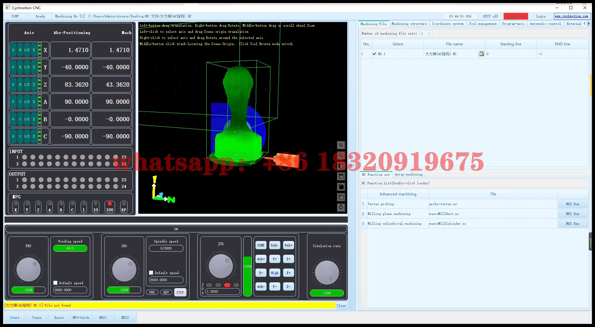 

Новейший инструмент для предварительного просмотра пути Cyclmotion DMEC 5-осевой RTCP ATC библиотека SECCO система управления ЧПУ для гравировального станка