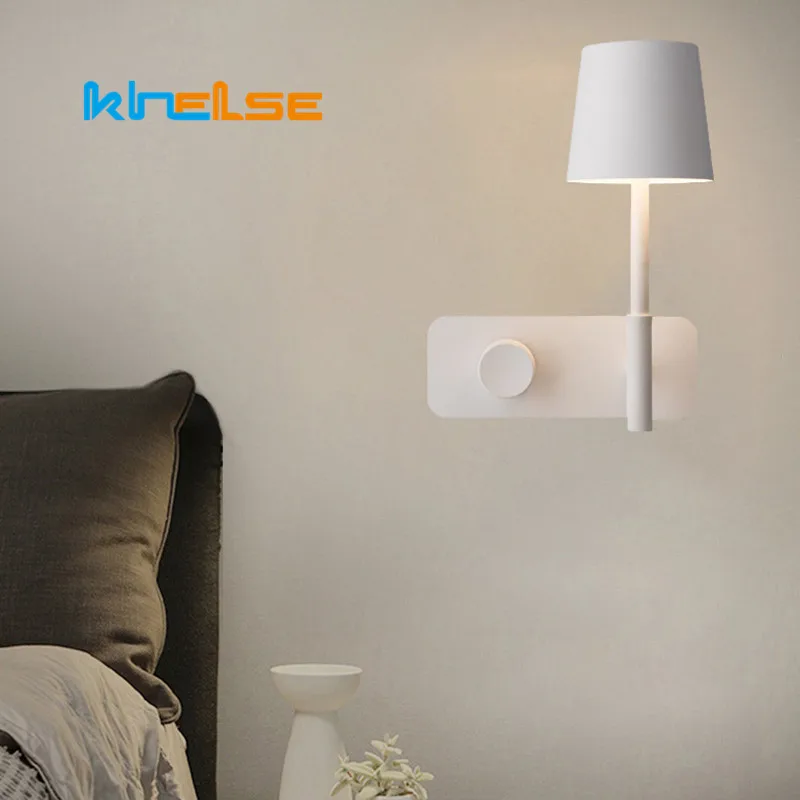 Modern Minimalist Bedroom Bedside Wall Light With Switch USB Charging Interface Black White Living Room LED Indoor Fixtures Lamp