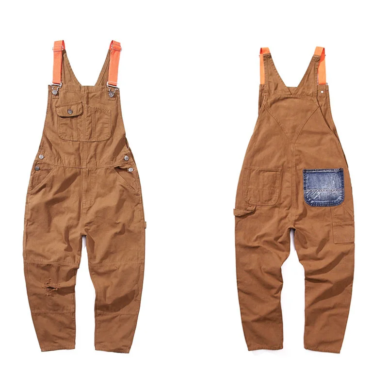 

Джинсовый комбинезон для мужчин, мото-костюмы с карманами в байкерском стиле, модные дизайнерские винтажные джинсовые брюки, бриджи, мужские повседневные Комбинезоны