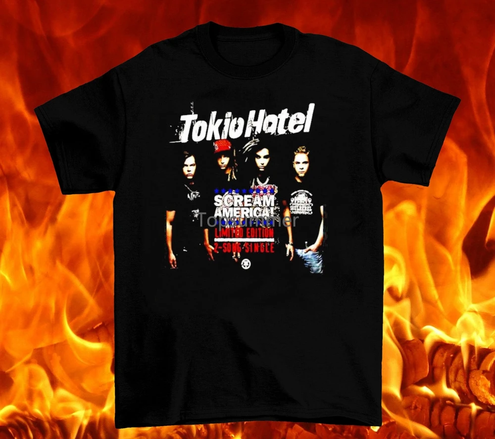 

New Tokio Hotel Band Short Sleeve Cotton Black All Size T-Shirt Qq1428