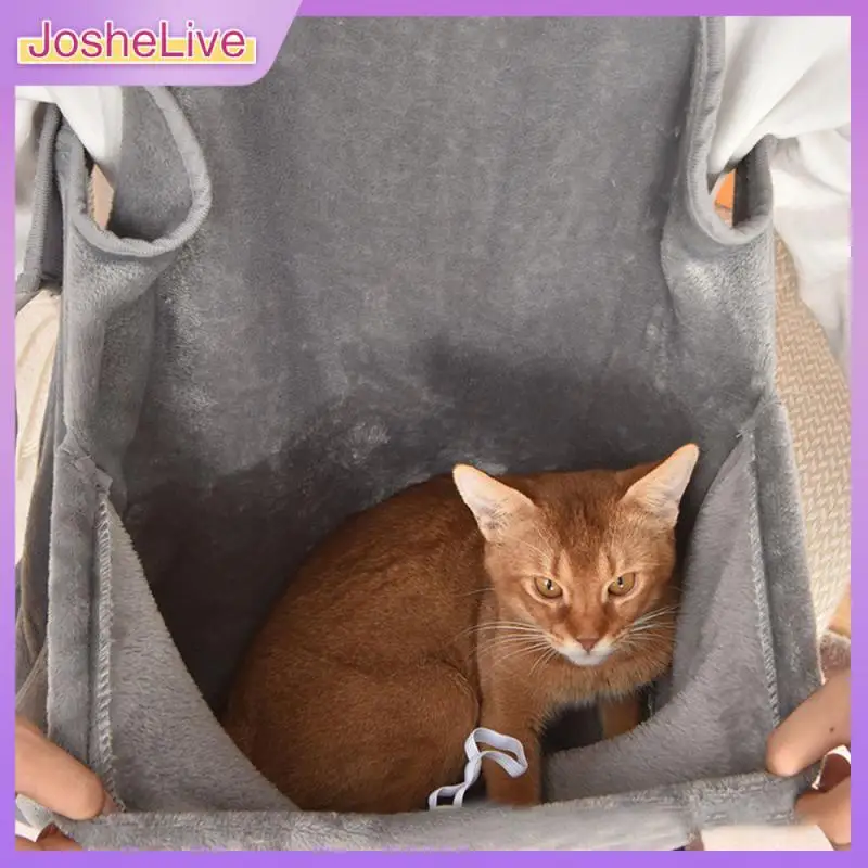 

Плюшевый фартук для домашних животных, регулируемый нагрудный мешок для кошек, подвесной карман для сна, мягкий серый теплый Воздухопрониц...