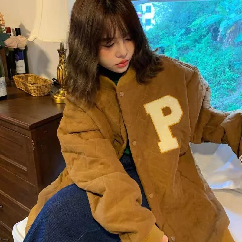 Plus Velvet Thick Thick Warm Jacket Autumn and Winter New Casual All-match Loose Simple Korean Fashion Trend Top