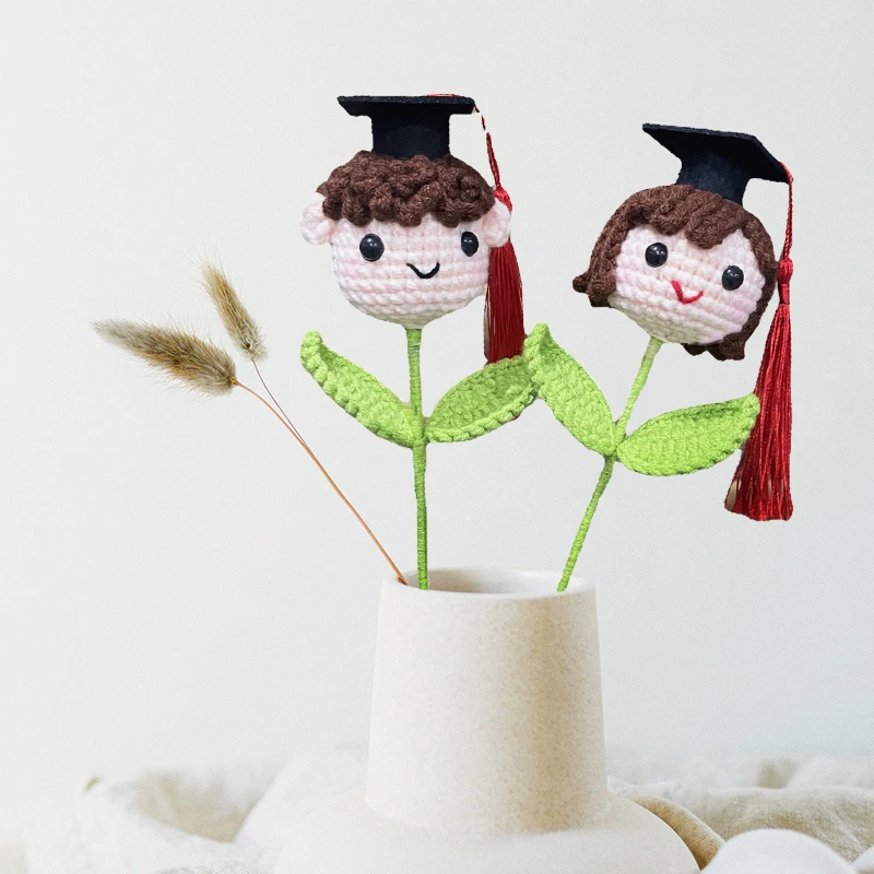 

Diy Home Decor Graduation Gift Simulation Flowers Handmade Flower Knitting Graduation Doll Hand Crochet Wool Crochet Bouquet
