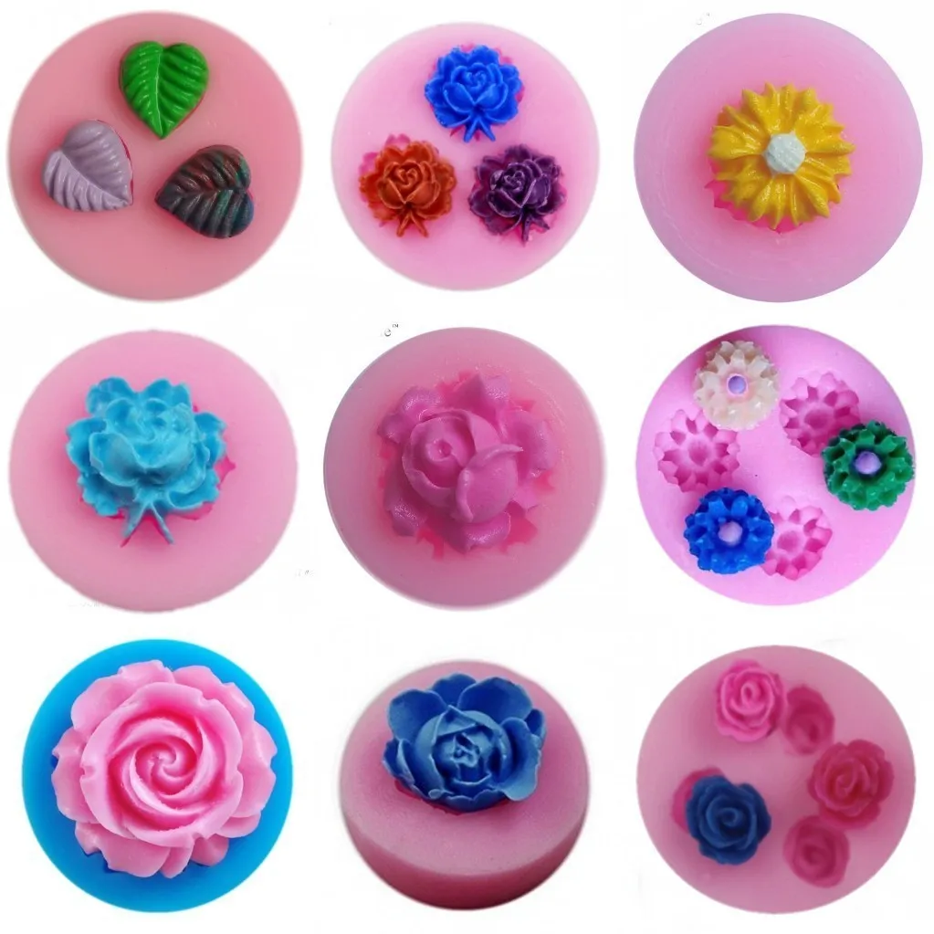 

Mini Rose Flower Leaf Fondant Chocolate Mould Various Flower Cake Silicone Moulds Resin Mould DIY Baking Cake Decorating Tools