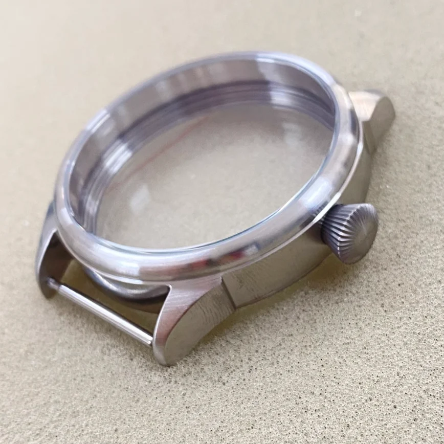 42MM Watch Case Stainless Steel See-through Bottom Case Sand Case Masonry Handle for ETA 6497/ST3600 Movement Watch Parts