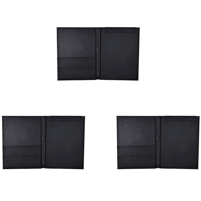 

3X Pu Leather A4 Writing Clipboard Business Notepad Clip Boards Meeting Conference Document Organizer File Folders