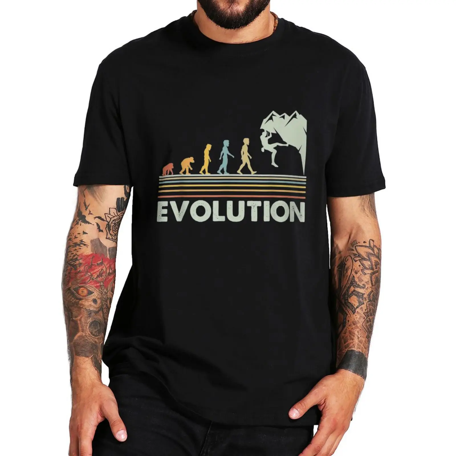 

Retro Evolution Climbing T Shirt Funny Climb Sports Lovers Novelty Tee Tops Casual 100% Cotton Unisex EU Size Soft T-shirts