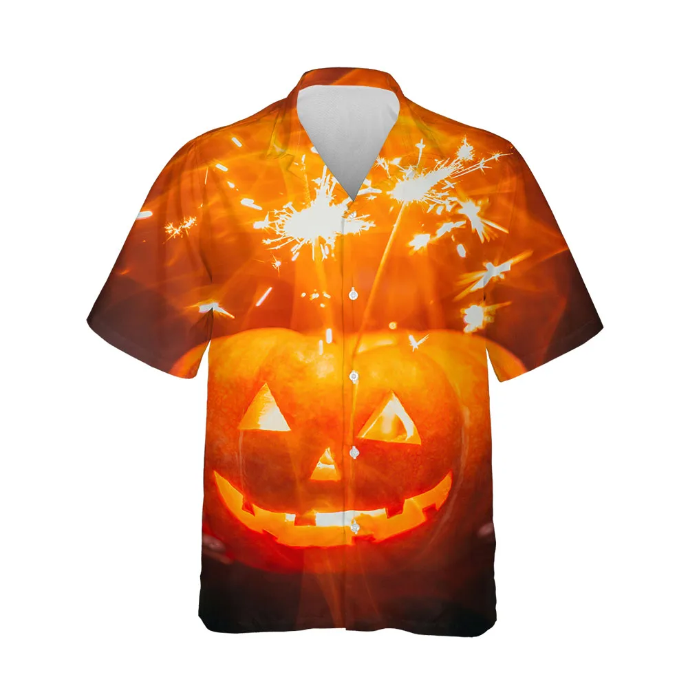 Jumeast 3D Halloween Festival Clothing Blouses Casual Breathable Mens Hawaiian Shirt Short Sleeve Fashion Streetwear Men Shirt