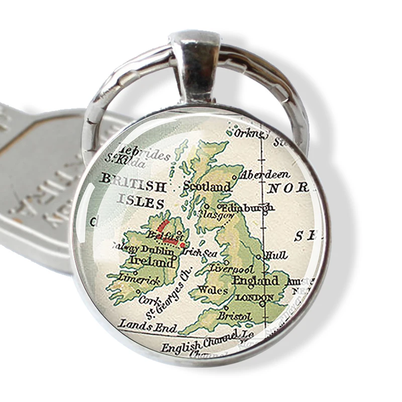 Брелок для ключей с картой европейских стран Франция Польша Испания Нидерланды