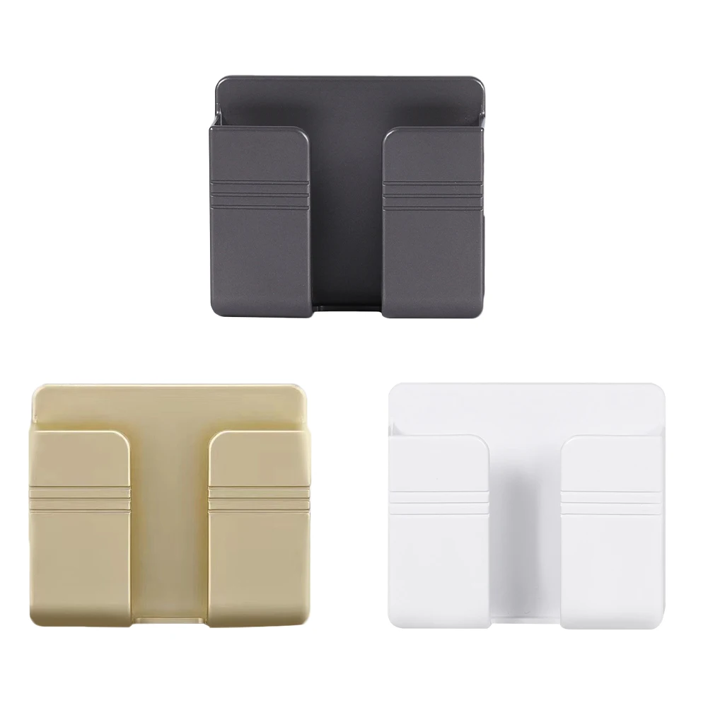 new wall mount phone holder adhesive punch free wall phone bracket home bedroom bathroom kitchen office storage organizer racks free global shipping