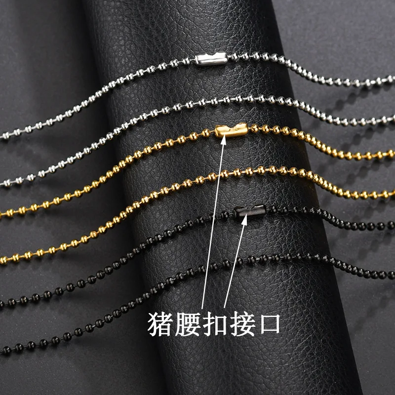

2.4mm Stainless Steel Ball Bead Necklace Chain Keychain Bead Ball Dogtag Chains Floating Locket Necklace for DIY Jewelry Making