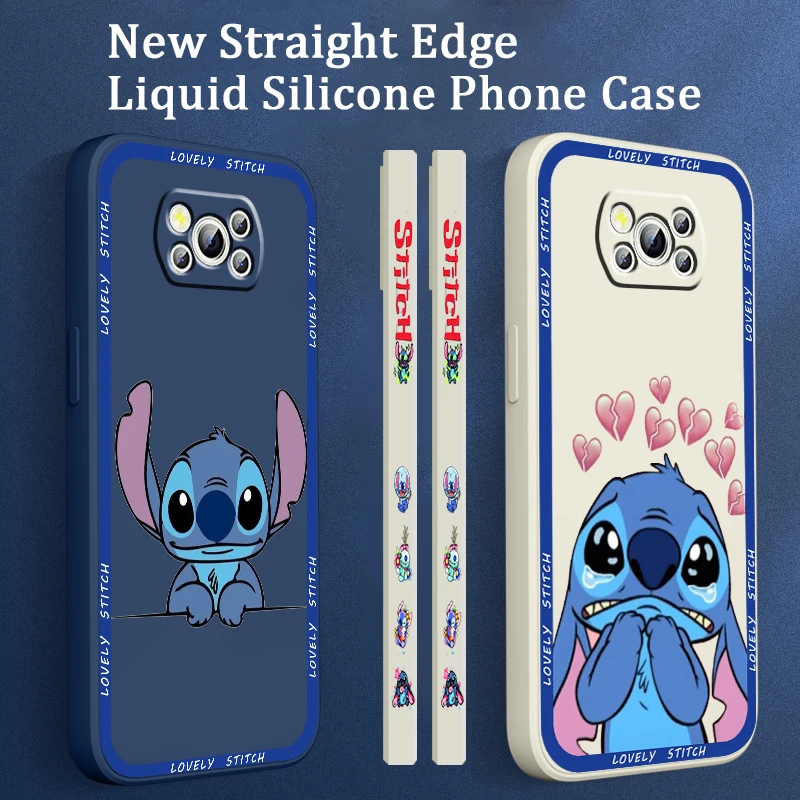 

Disney Lilo & Stitch Art Liquid Left Rope Capa For Xiaomi Mi Poco M5s M5 X5 X4 X3 M4 M3 F4 F3 GT C55 C50 Pro NFC 5G Phone Case