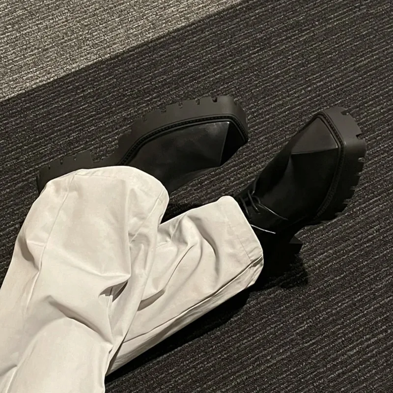 Owen Seak Women Casual Shoes Retro Pumps Luxury Trainers Sneaker High Street Lace Up Riding Spring Black Shoes