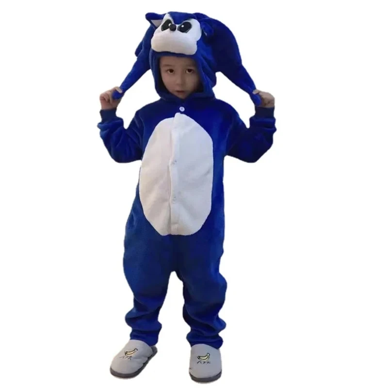 Зимняя детская Фланелевая пижама с капюшоном и длинным рукавом