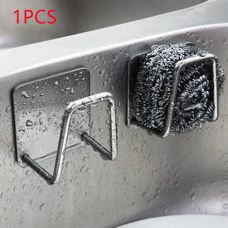 

Kitchen Stainless Steel Sink Sponges Holder Self Adhesive Drain Drying Rack Wall Hooks Kitchen Storage Organizer Accessories