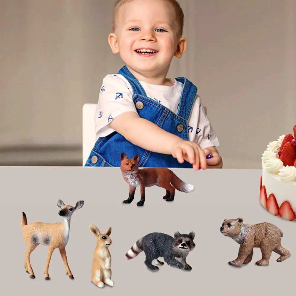 

Home Decor Model Realistic Forest Figurines Elk Fox Deer Squirrel Educational Toy for Children Cake Decoration for Wild
