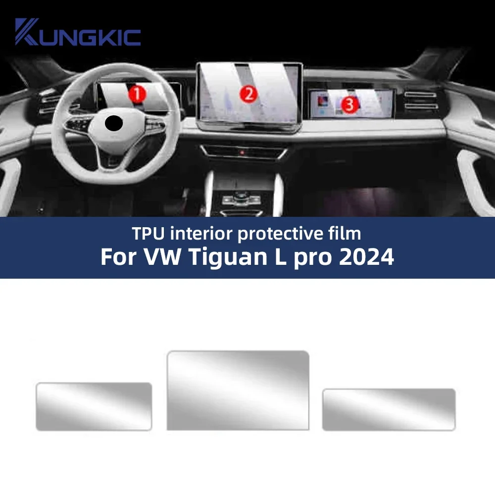 

Для Volkswagen Tiguan L Pro VW 2024 2025 Защитная пленка из ТПУ, прозрачная внутренняя центральная консоль, панель переключения передач, аксессуары против царапин
