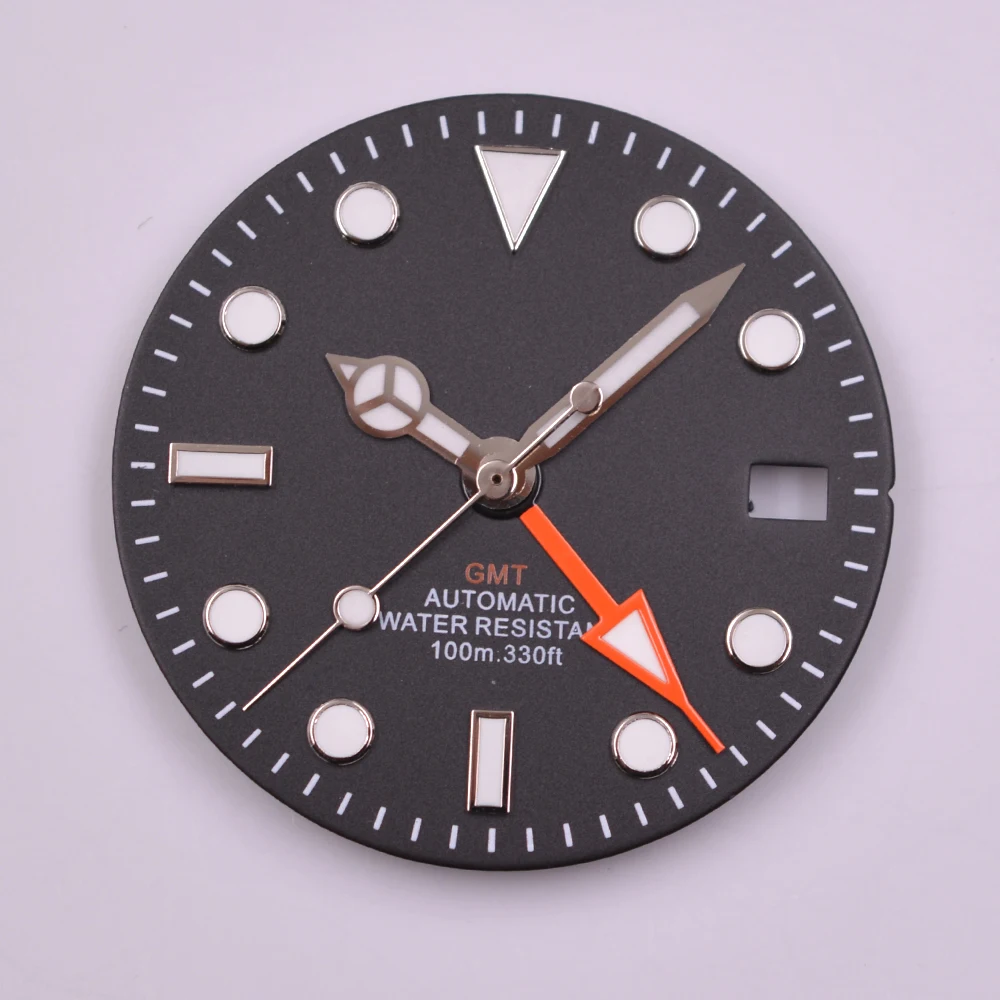Стерильный циферблат 29 мм GMT стрелки часов подходят NH34 NH34A часовые части