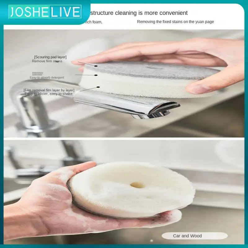 

Удобная губчатая щетка, экономия времени, 3,5 см, губка для чистки, трехслойная конструкция, бытовая салфетка для мытья посуды, долговечный белый инструмент