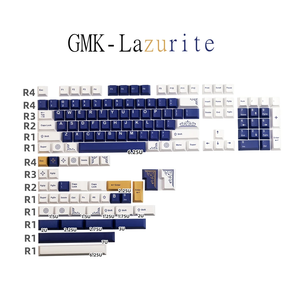 

142 Keys GMK Lazurite Keycaps PBT DYE-Sublimation Mechanical Keyboard Key Cap Cherry Profile For Keyboard GH60/64/68/84/87/104