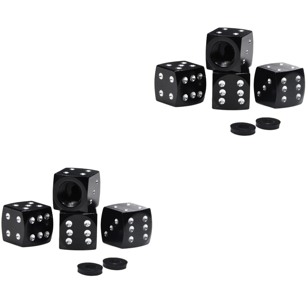 

8 PCS Dice Shape Automobile Motorcycle Colorful Aluminum Alloy Dust Caps (Black)