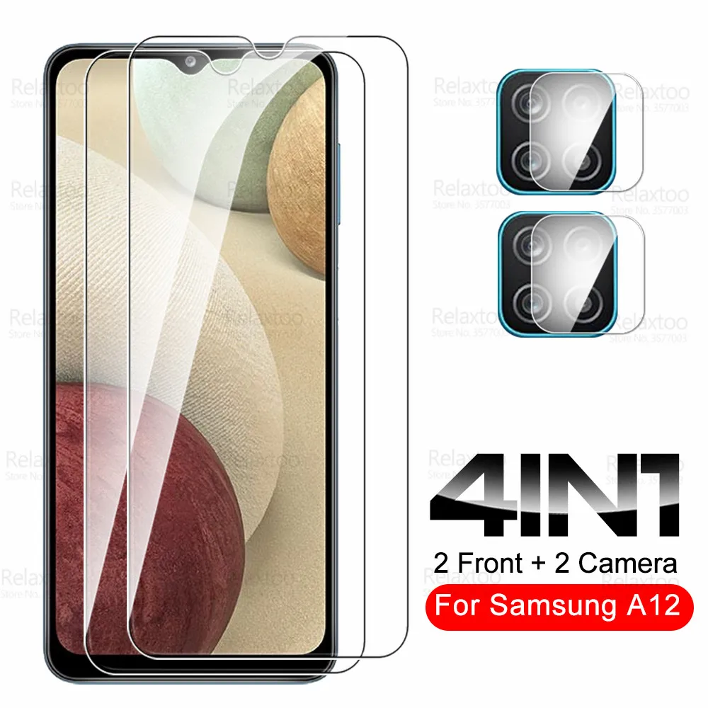 

Закаленное стекло 4 в 1 для камеры Samsung Galaxy A12, защитная пленка для экрана Samsun Galaxi A 12 A125F 6,5 дюйма, защитная пленка