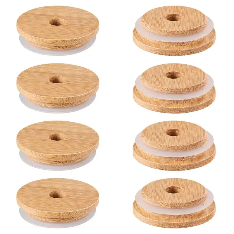 

DOITOOL 8pcs Bottle Sealing Bamboo Lids Jar Sealing Covers Jar Bottle Lids Bottle Bamboo Covers for Cups Bottles