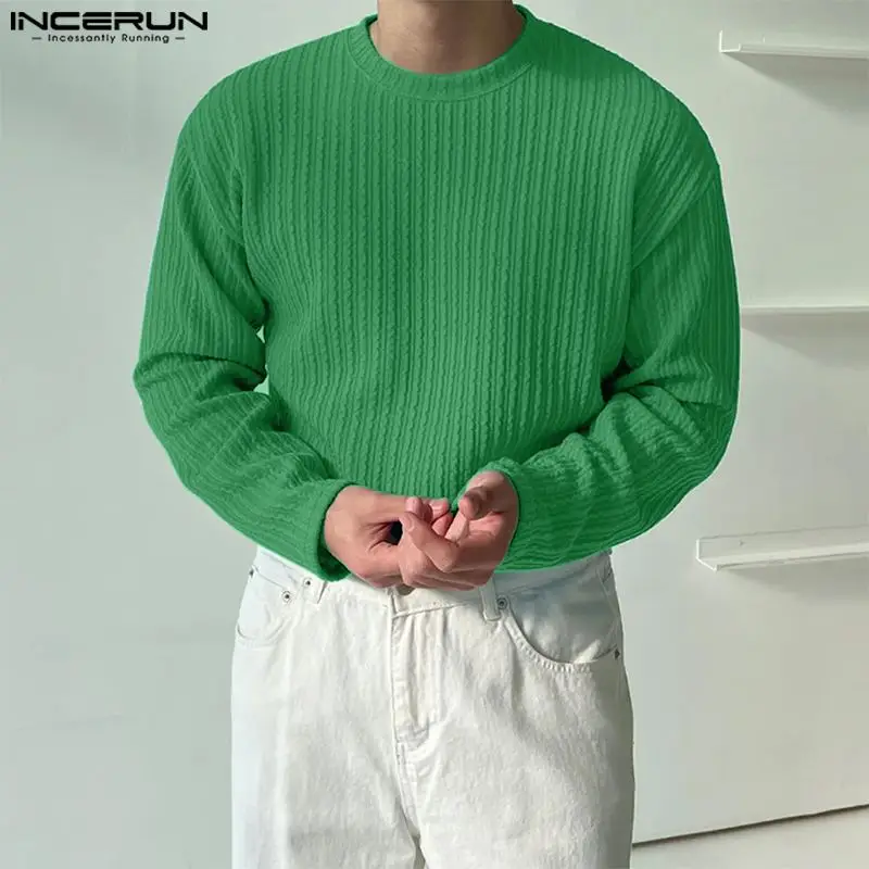 

Футболка INCERUN мужская с круглым вырезом, длинным рукавом, в полоску