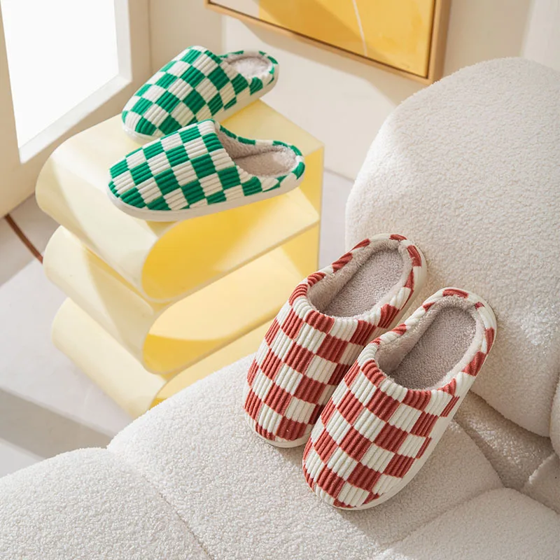 Winter Women Home Slippers Warm Shoes Slip-on Flats Female Slides Soft Plush Cotton Cozy House Bedroom Non-Slip Furry Slippers