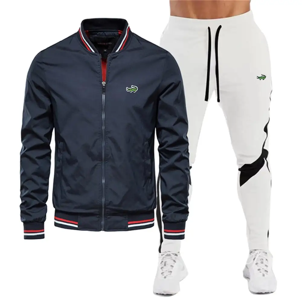 Mens New Casual Sports Baseball Jersey Colored Jacket+Pants Set s-3xl