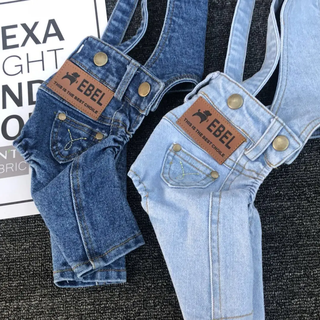 

Dog Denim Bibs Spring and Autumn New All-match Bibs Pet Clothes Dog Pants Teddy Dog Accessories Pants