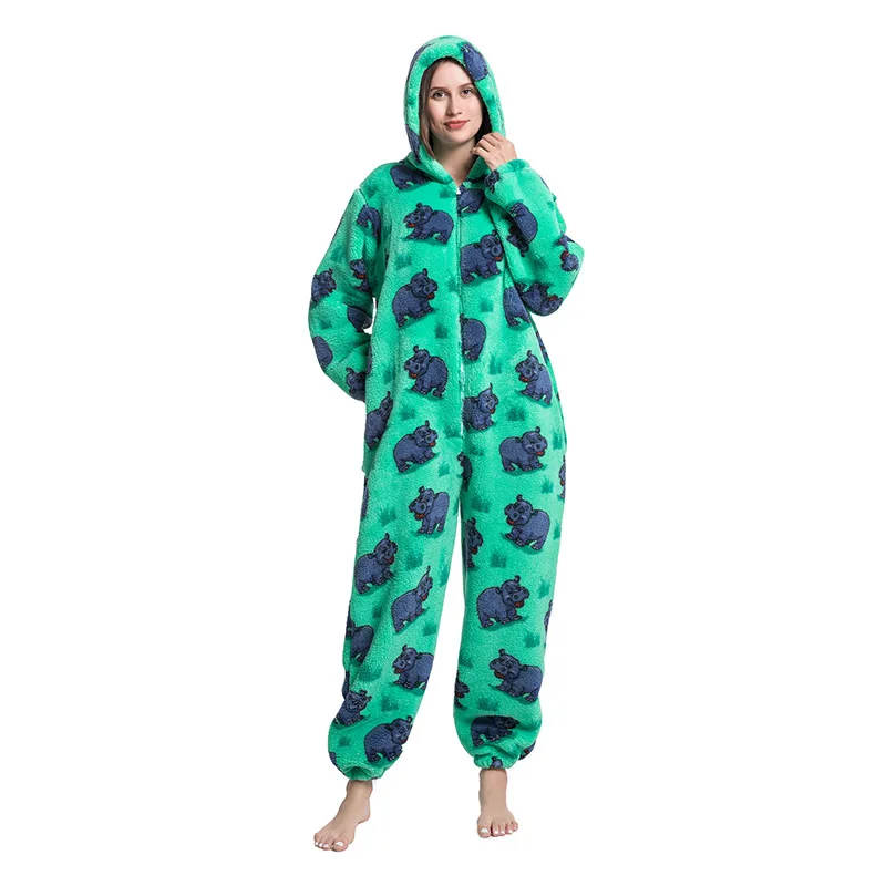 Unisex Black Monster Costumes Onesies Corgi Hippo Penguin Printing Cosplay Pajamas Adult Pyjamas Animal Sleepwear Jumpsuit