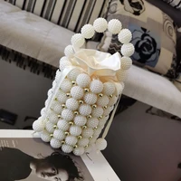 wedding bridal crystal pearl beaded bucket shoulder tote bag women dinner evening clutches pearl purse luxury