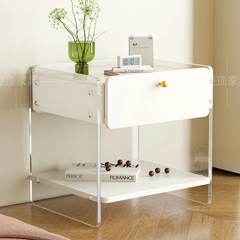 

Luxury Nordic Nightstands Transparent White Minimalist Acrylic Bedside Table Simple Organizers Table De Chevet Home Furniture